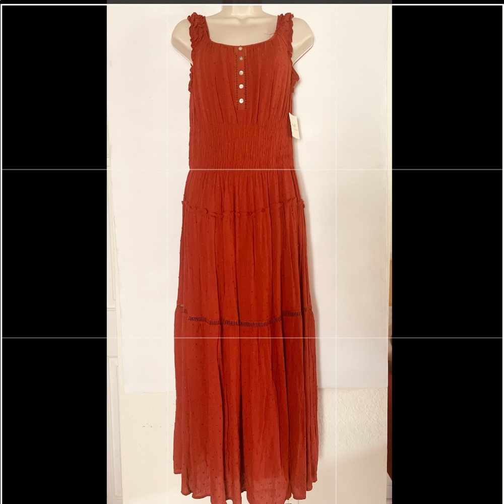 Anthropologie Fig and Flower, floor length bohemian style dress. Size M. NWT